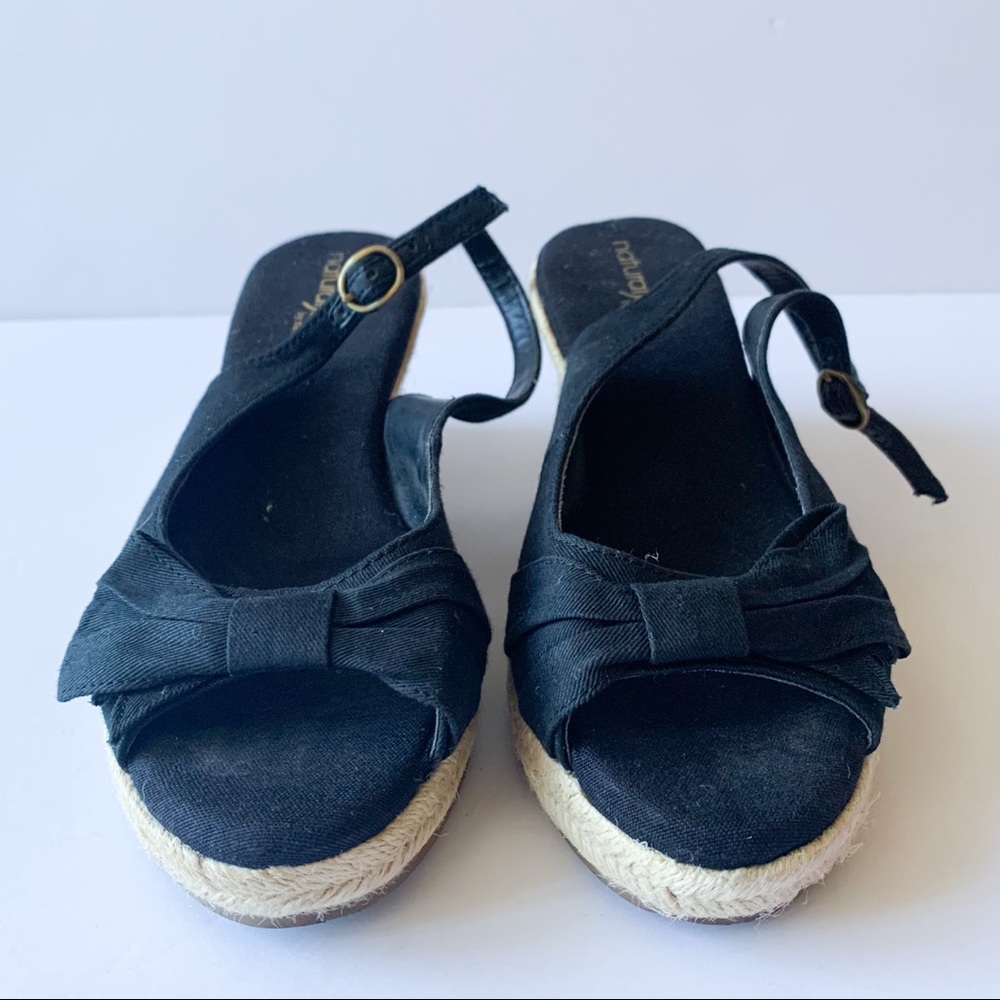 NATURALIZER Black Bow Wedge Sandal